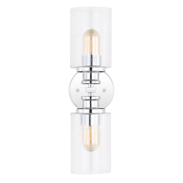 Jules Edison 16.5" Cylinder Iron/Seeded Glass Farmhouse Contemporary LED Wall Sconce